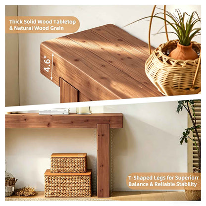 63" Solid Wood Console Table – Rustic Farmhouse Sofa Table for Entryway, Hallway, or Behind Couch, Narrow Rectangular Design image 7