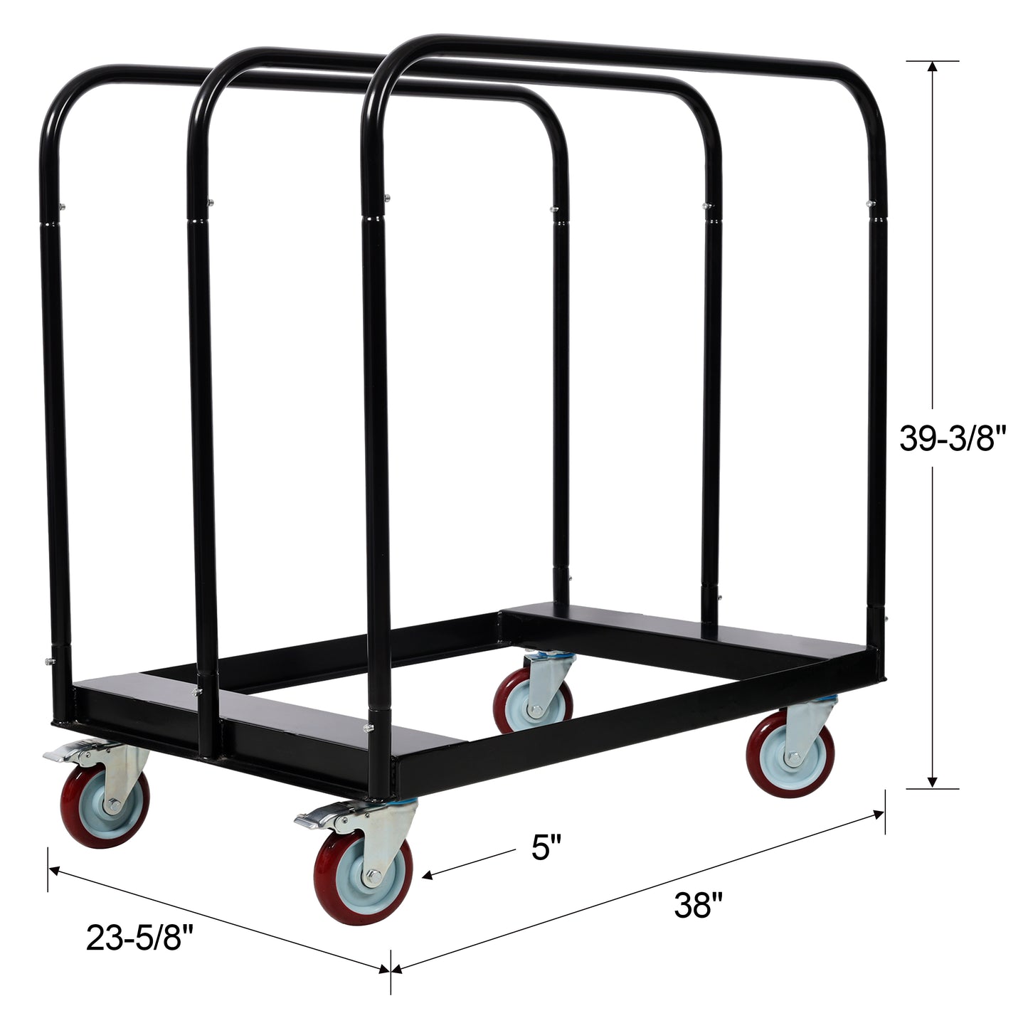 Heavy Duty Drywall Sheet Cart & Panel Dolly 1500lbs load capacity,Panel Service Cart,5 inch Swivel Casters,3 Side Handrails for Factory, Warehouse, Black image 7