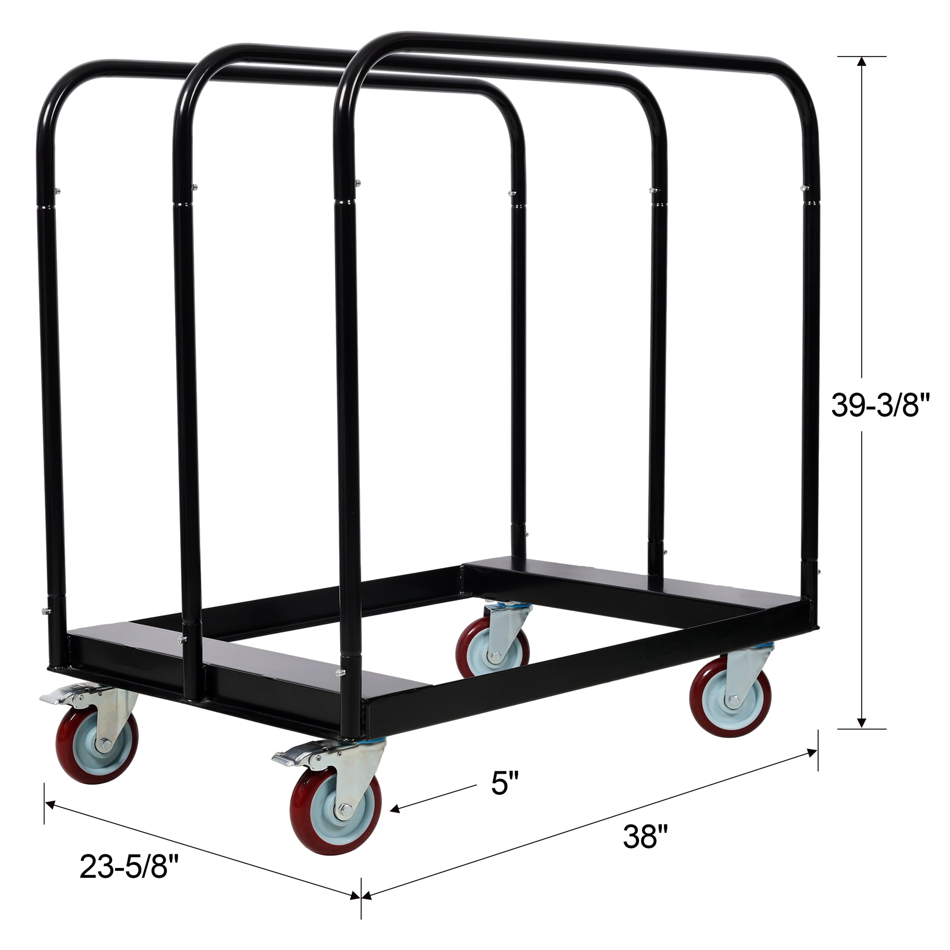Heavy Duty Drywall Sheet Cart & Panel Dolly 1500lbs load capacity,Panel Service Cart,5 inch Swivel Casters,3 Side Handrails for Factory, Warehouse, Black image 7