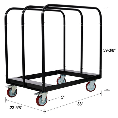 Heavy Duty Drywall Sheet Cart & Panel Dolly 1500lbs load capacity,Panel Service Cart,5 inch Swivel Casters,3 Side Handrails for Factory, Warehouse, Black image 7