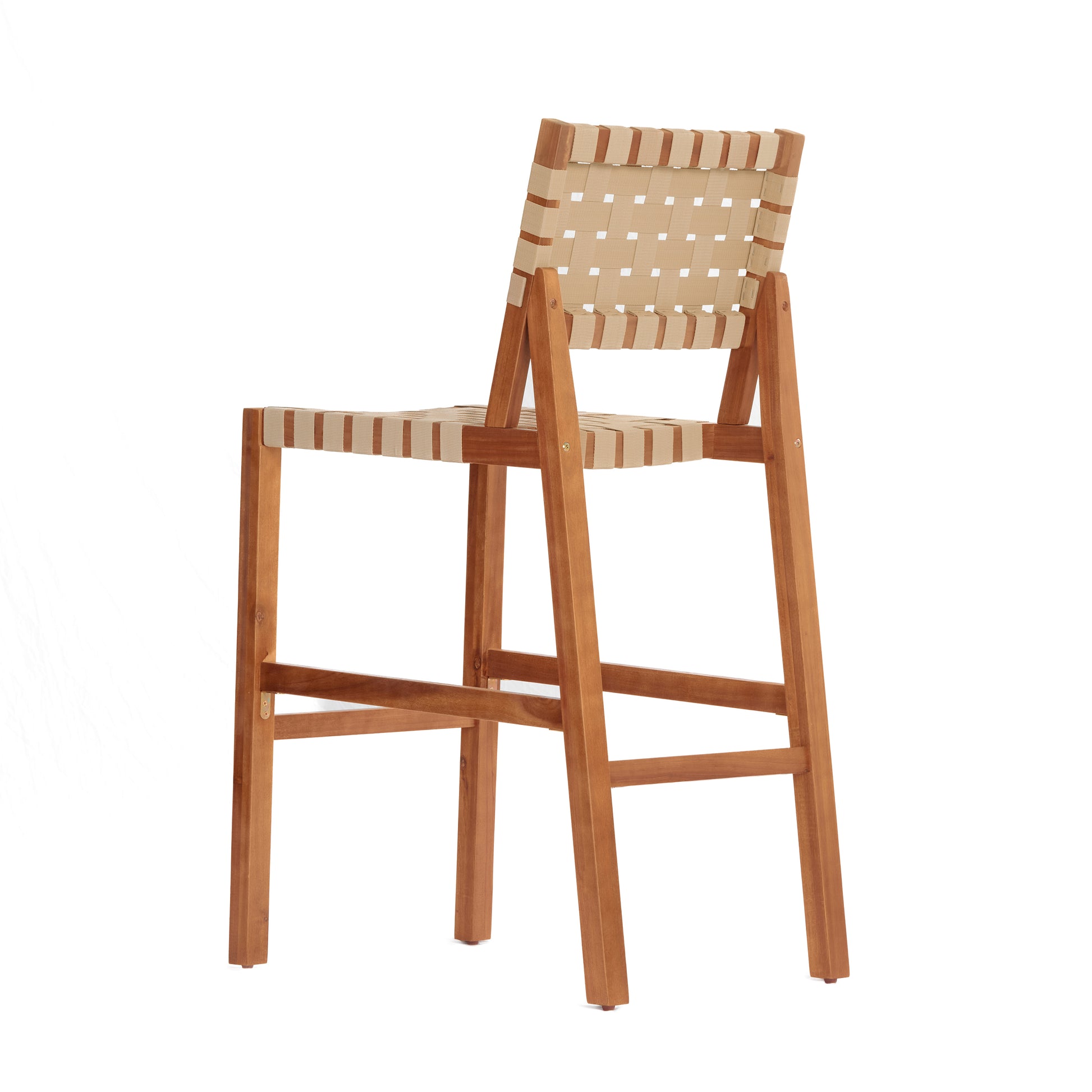 30.5 Inch Seat Height Outdoor Acacia Solid Wood Patio Side Chair, Beige Pe Woven Rope, Breathable and Comfortable,Indoor & Outdoor Use,Teak Finish+Beige Rope(set of 2) image 10