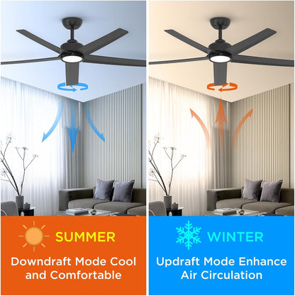 52 inch Ceiling Fans with Lights, Large Air Volume Ceiling Fans with Reversible Quiet DC Motor and Remote, 5D-W5, 5X-W5 image 6