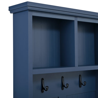 Farmhouse 4-in-1 Hall Tree with Wood Grain Bench, Mudroom Versatile Coat Rack with 2 Large Drawer, Entrance Organizer for Hallway, Living Room, Blue, 55.9"W (OLD SKU: N721P313099C) image 11