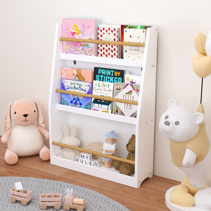 3 Tier Kids Book Shelf,Kids Book Rack, Helps Keep Bedrooms, Playrooms, and Classrooms Organized,White image 10