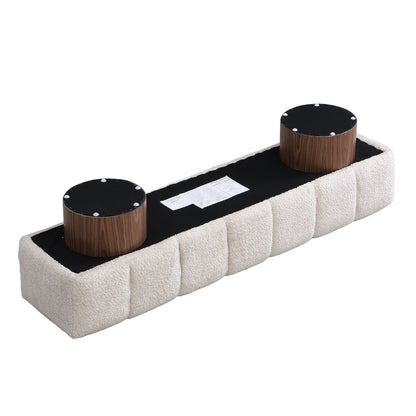 Upholstered Dining Bench for Dining Room, No-Assembly End of Bed Entryway Bench Ottoman for Bedroom Living Room, Beige Faux Fur Fabric, 300 LBS Weight Capacity image 7