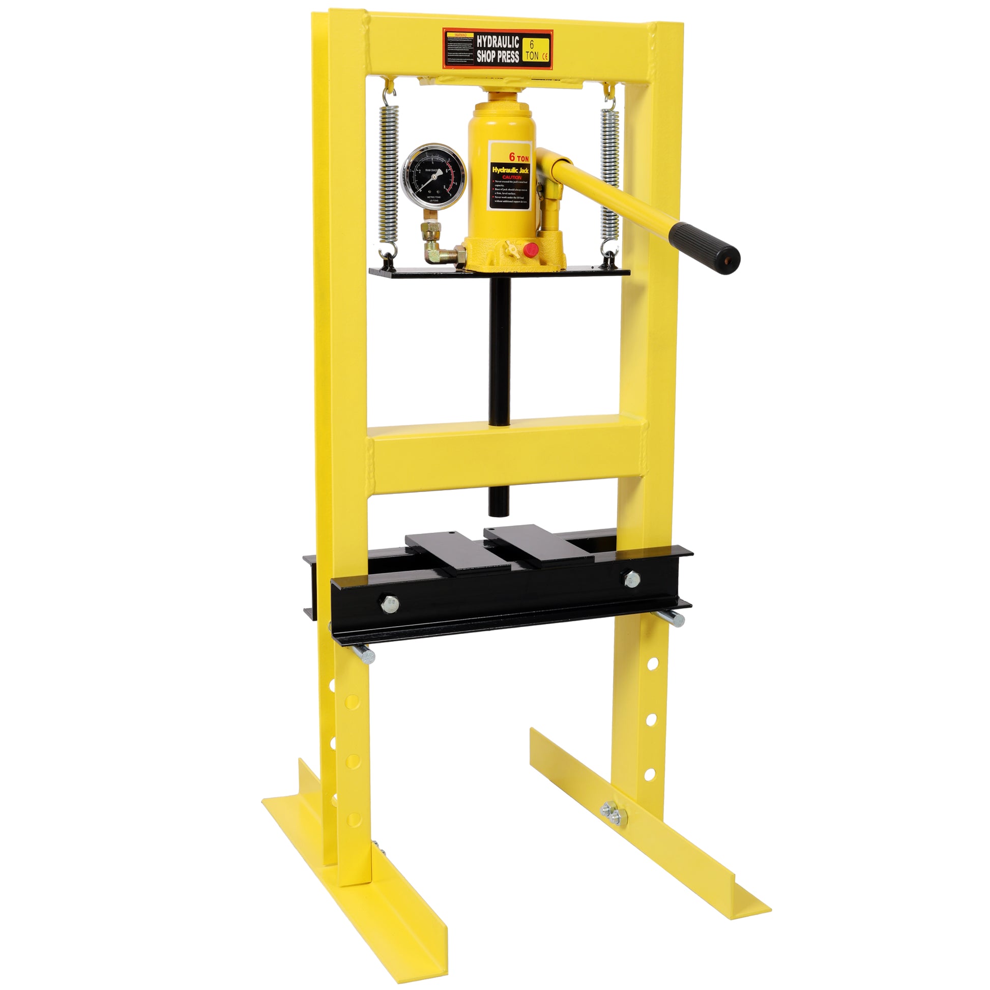 6Ton Bottle Jack Shop Press with Gauge, Bend, Straighten, or Press Parts, Install Bearings, U-Joints, Bushings, Ball Joints, and Pulleys,Yellow image 1