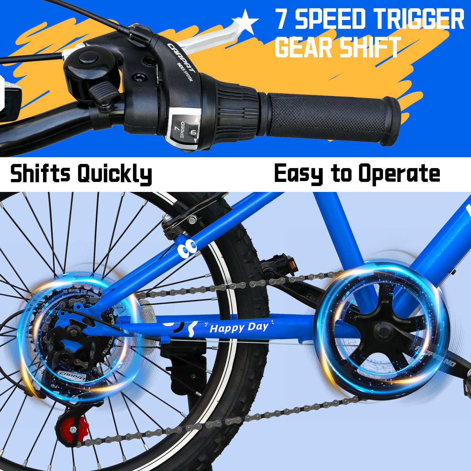 20 Inch Mountain Bike, 7-Speed Adult Dual-Suspension Mountain Bicycle with Sturdy Steel Frame, Excellent Twist Shifting, Dual Handbrake & Adjustable Seat for Men Women image 6