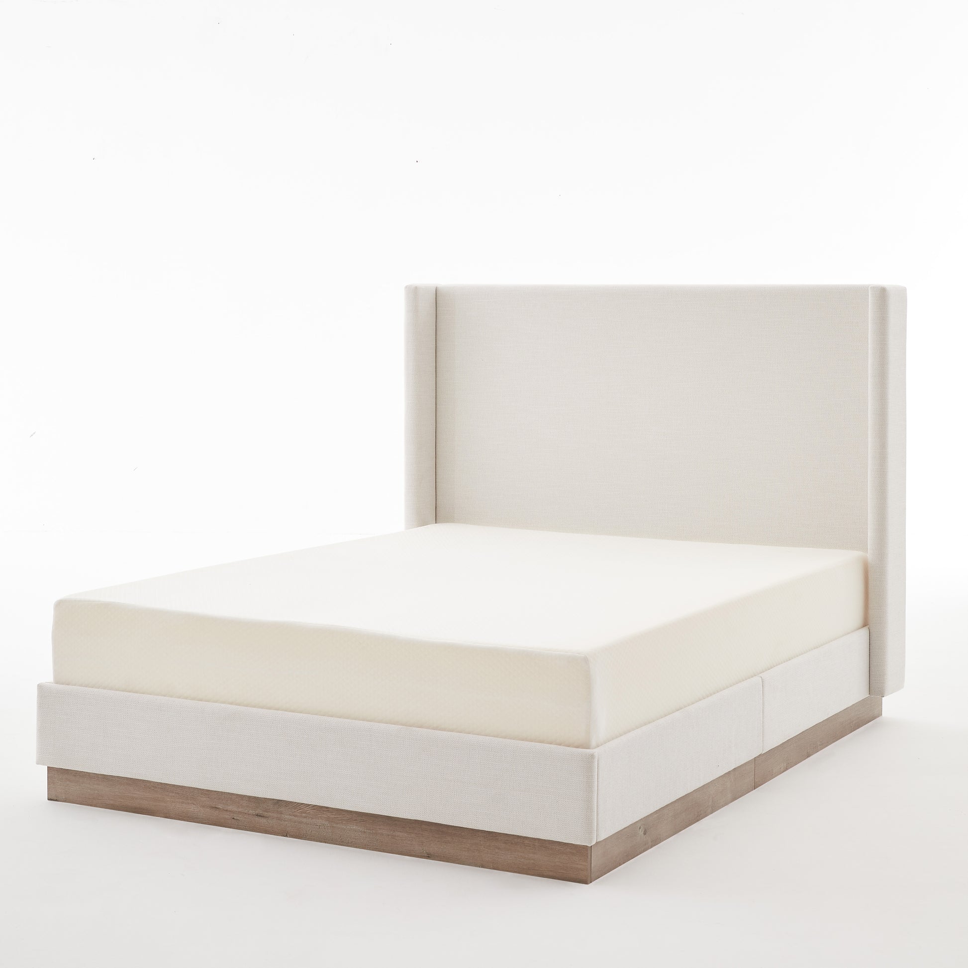 Hosford Upholstered Wingback Bed / Upholstered Wood Base Platform Bed / 52.5" High Headboard / Minimalist / Rusticity / No Box Spring Needed / Queen / Textured Ivory Canvas / No Noise image 12