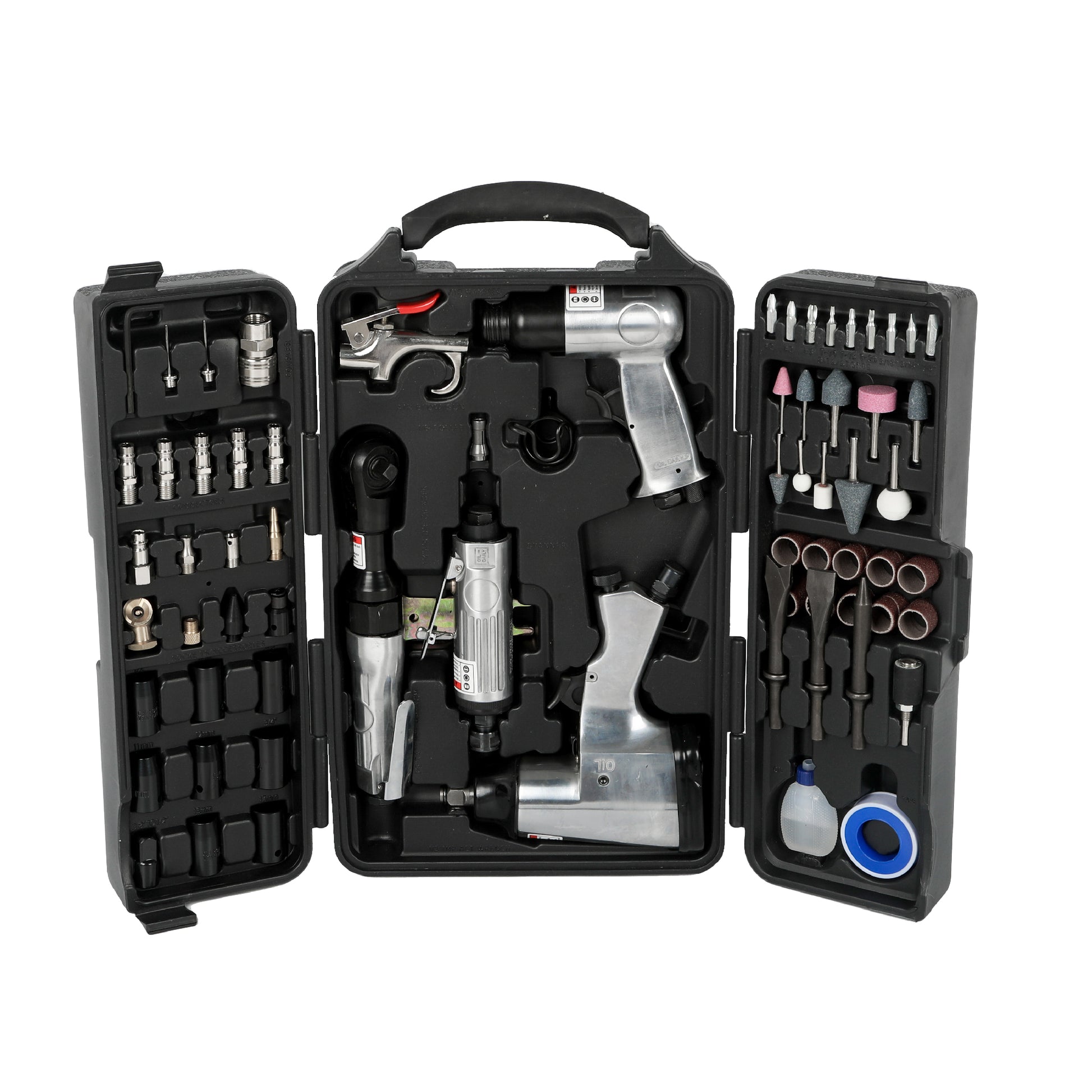 71 Piece Air Tool and Accessories Kit, Impact Wrench, Air Ratchet, Die Grinder, Aire Hammer, Hose Fittings, Storage Case image 1