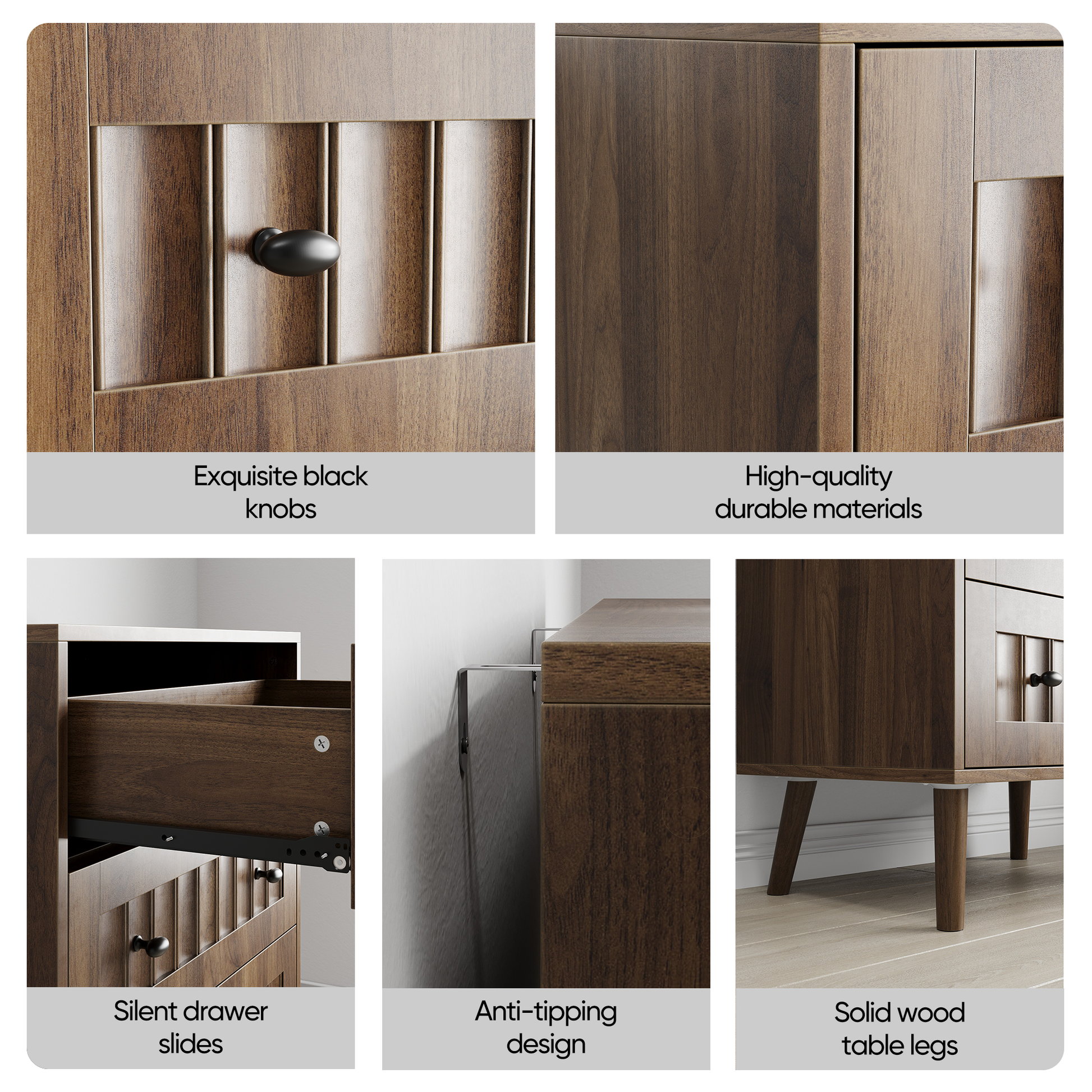 3 drawer dresser, modern wardrobe dresser chest of drawers, wooden storage storage cabinet, dresser storage cabinet, suitable for living room, bedroom, corridor (walnut) image 9