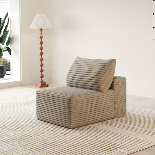 Y159-1S-CAMEL single seater corduroy sofa camel front view