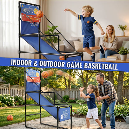 Kids Single Shot Basketball Arcade Game, Indoor Basketball Hoop with 2 Balls & Pump, Foldable Stand for Toddlers & Children image 11
