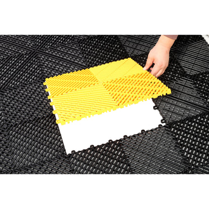 25pcs Plastic Garage Floor Mats,15.6"x15.6" Size,Non-Slip Interlocking Plastic Garage Floor Mat,Splicing Drainage Floor Tile and Shower Mat, for Garage, Garden, Kitchen & Outdoor, Black image 7