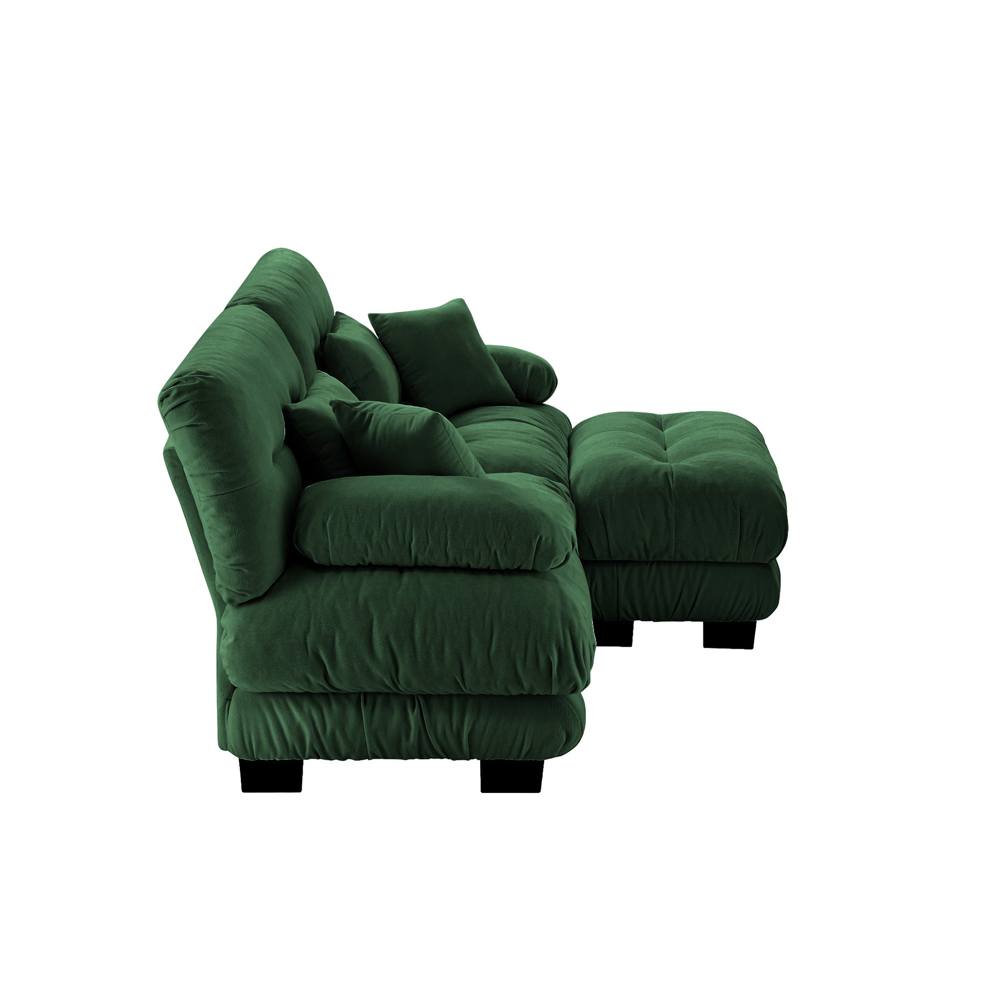 Cloud Couch Sectional Sofa for Living Room, Chenille 2 Seater Sofa with 2 Lumbar pillows and 2 throw pillows, Upholstered Wide Arm Sofa with Convertible Ottoman,Chenille Green image 12