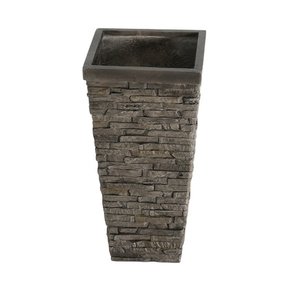 Tall Grey Stone-Effect MGO Planter - Indoor Outdoor Tall Square Plant Pot with Realistic Brick Texture, Weatherproof Heavy-Duty Container for Trees, Shrubs & Large Plants image 7