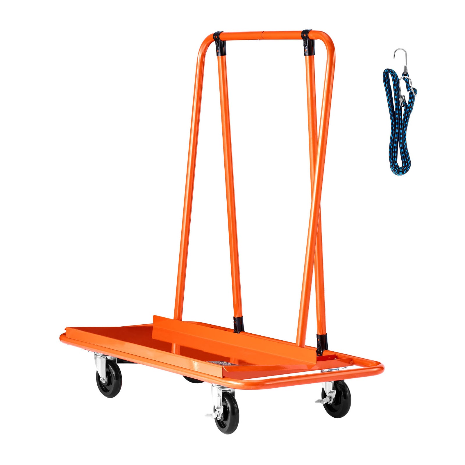 Drywall Cart Dolly, 1800 lbs Load Capacity, Steel Panel Dolly with 4 Swivel Casters, Durable & Long-lasting, Panel Truck Cart with Tie-Down Strap for Plywood, Plasterboard, Glass, Orange image 1