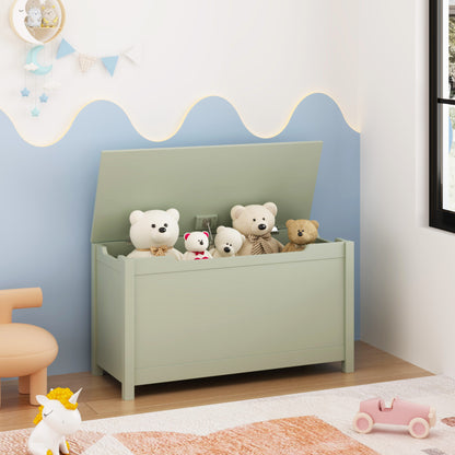 Kids Wooden Toy Box Storage with Safety Hinged Lid for Ages 2+ (Sage) image 11