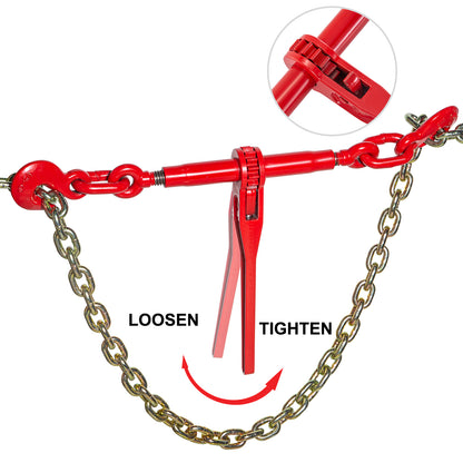 Chain and Binder Kit 3/8in-1/2in, Ratchet Load Binders 9215lbs Working Strength, Ratchet Binders and Chains, 3/8in x 10ft Chains with G70 Hooks, for Truck, Tie Down, Hauling, Towing image 5