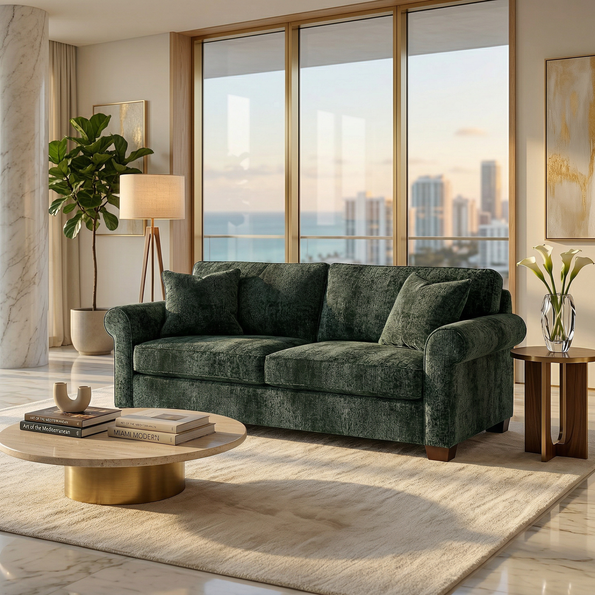 Irlanda Sofa – Made in USA, 5-Day Shipping, Custom Fabric Options, Classic Sofa Wholesale Sofa Furniture - Velvet Antique Charcoal - Sage Green image 2