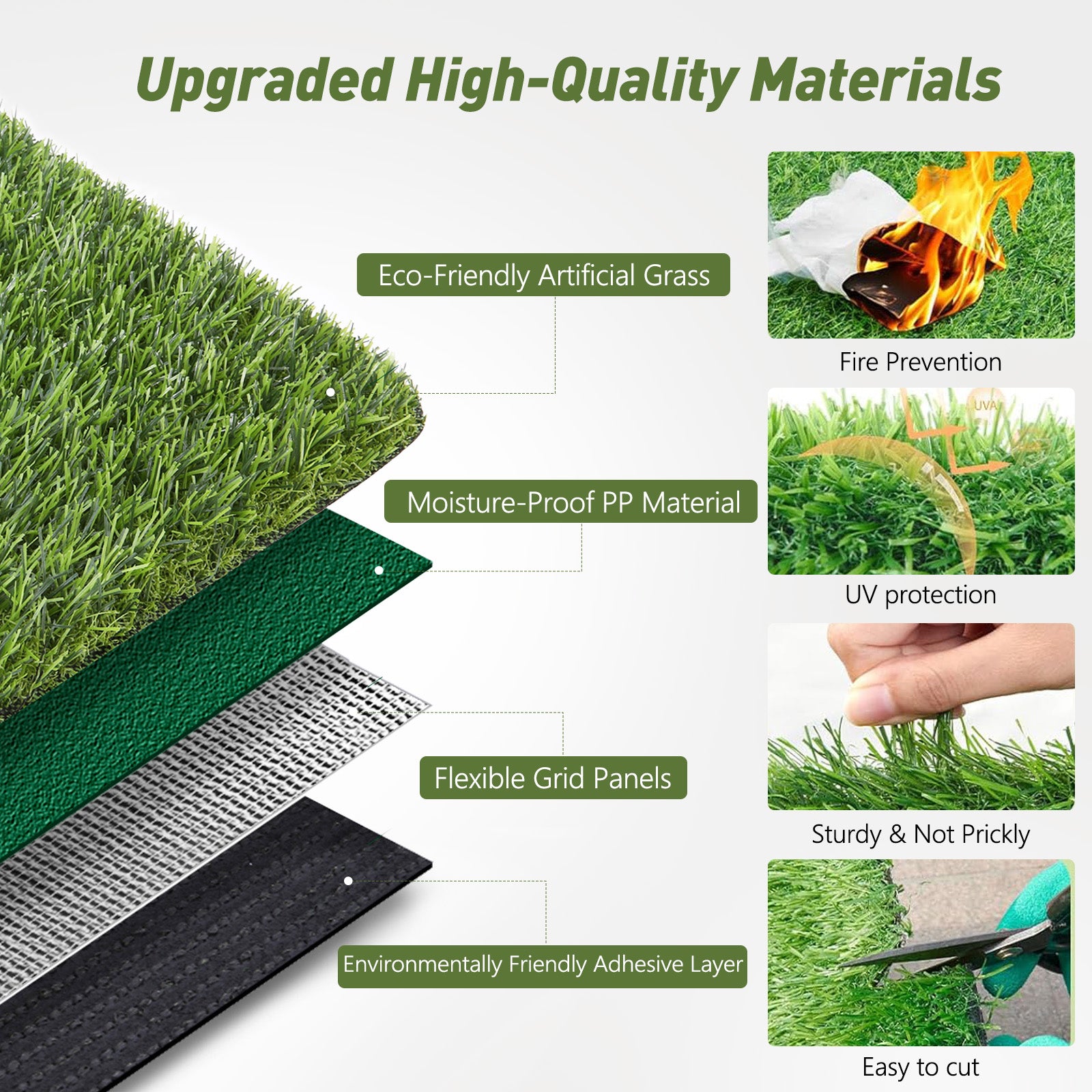 Realistic Deluxe Artificial Grass Synthetic Thick Lawn Turf Carpet (7 FT x15 FT (105 Square FT)) image 11