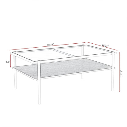 Rectangle Coffee Table with Gray Tempered Glass top and White Legs, Modern Table for Living Room image 5