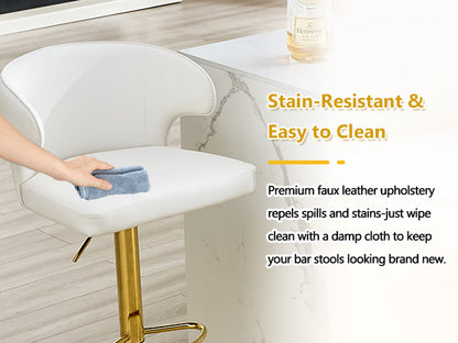 Modern rotating adjustable bar chair, PU leather belt backrest swivel chair, suitable for kitchen bar counter and dining room, adjustable height, capable of bearing 300 pounds (white -2 pieces) image 3