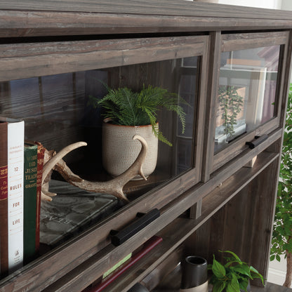 Hutch with Glass Doors, Brown finish image 5