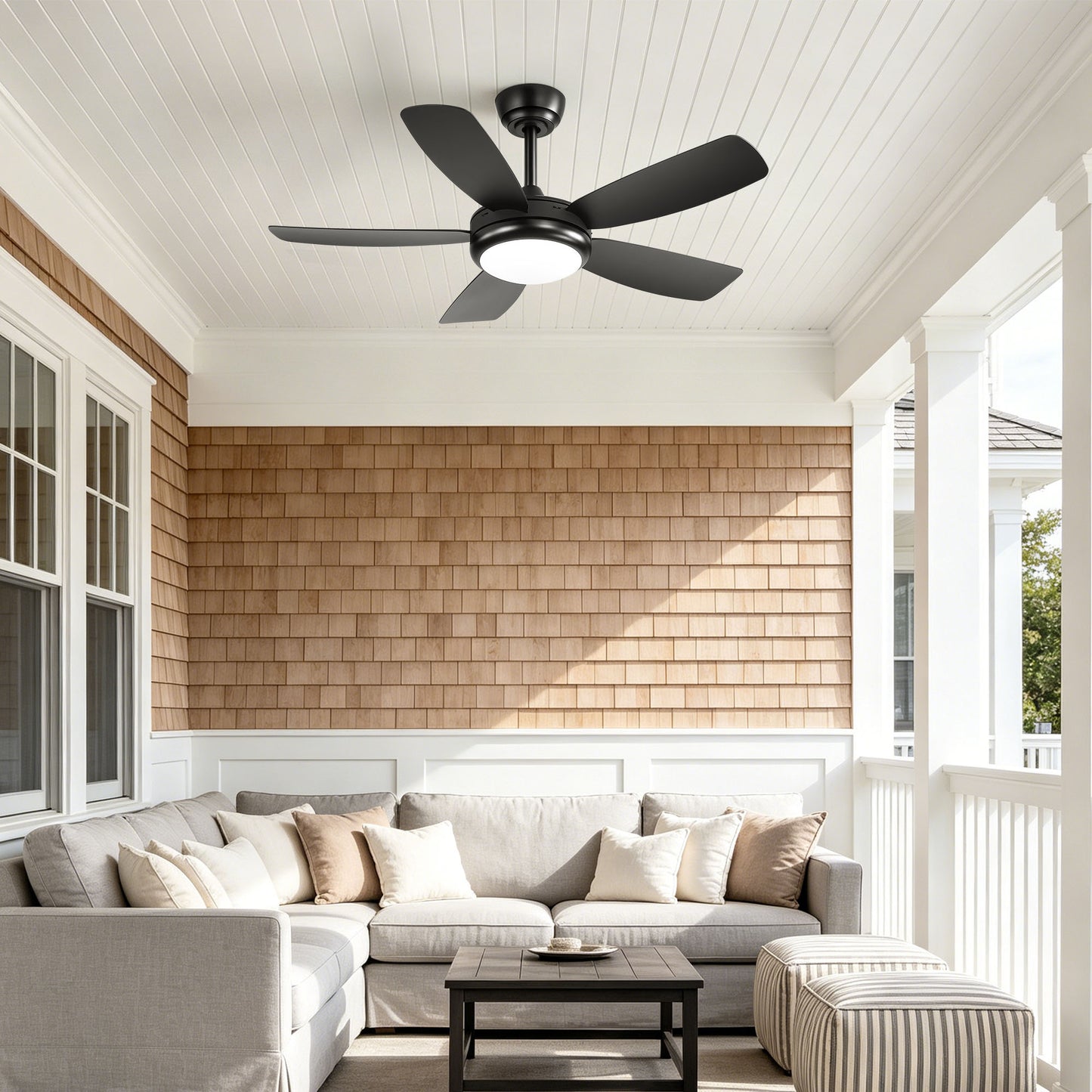 42 inch Ceiling Fans with Lights, Quiet DC Motor, Screw-Free for Blade Installation Reversible Ceiling Fan with Remote Control for Bedroom/Living Room-Black image 8