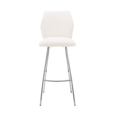 Tandy White Faux Leather and Brushed Stainless Steel 30" Bar Stool