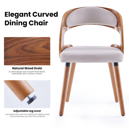 Wood Dining Chairs, Modern Upholstered Dining Chairs with Curved Backrest for Kitchen, Dining Room, Living Room image 4