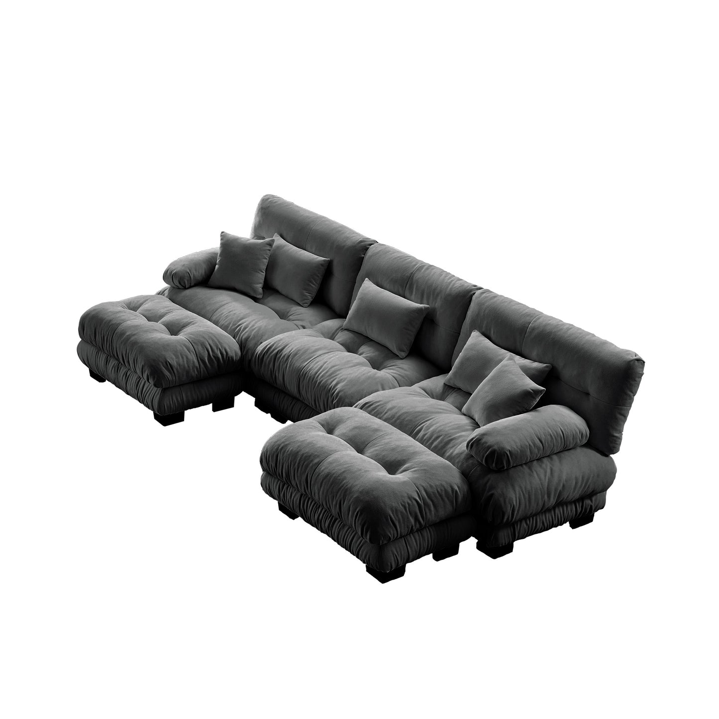 Luxury Modular Sectional Sofa Couch - Oversized U Shaped Cloud Couch for Living Room,Deep Seat Sofa Couch with 2 Ottomans,Chenille Gray image 10