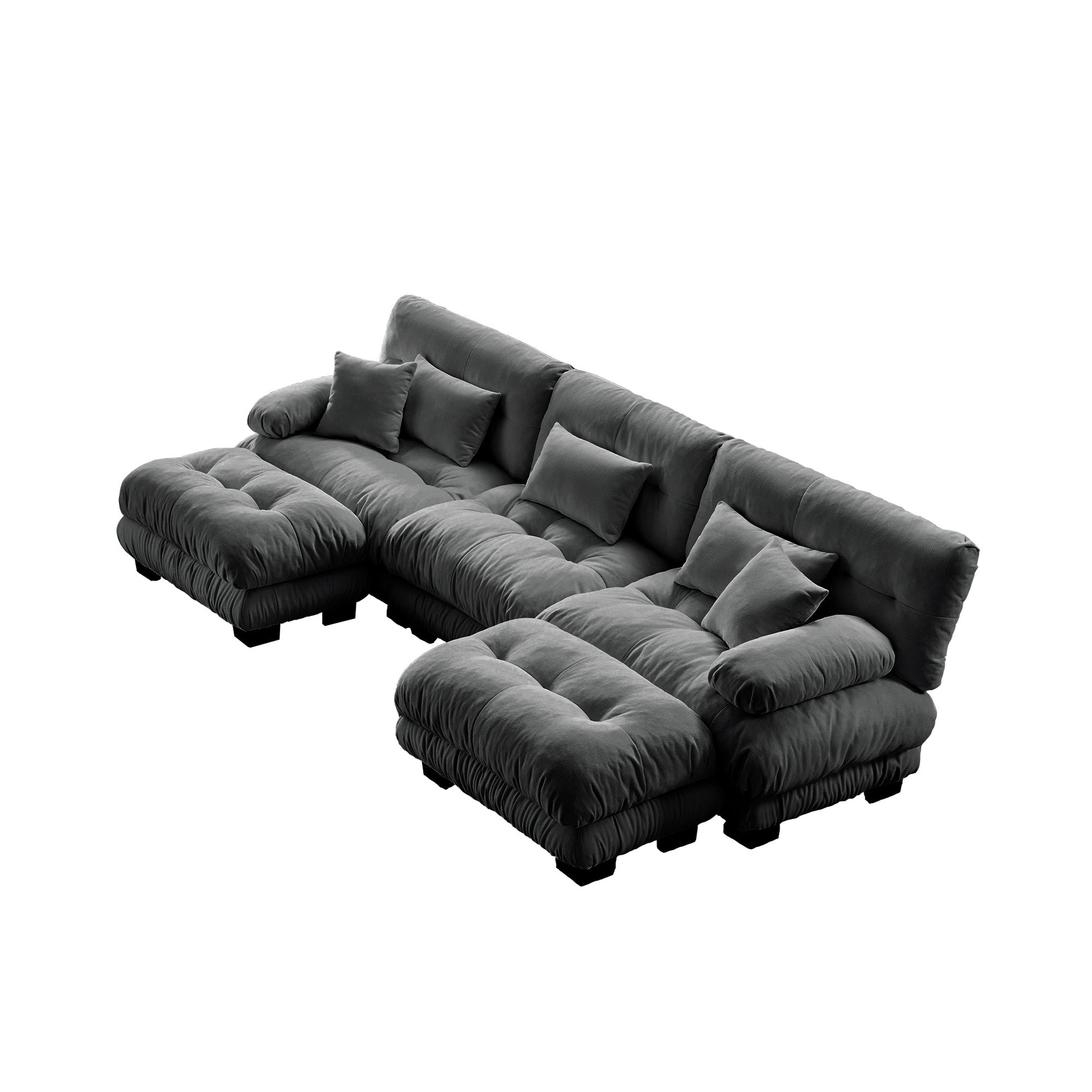 Luxury Modular Sectional Sofa Couch - Oversized U Shaped Cloud Couch for Living Room,Deep Seat Sofa Couch with 2 Ottomans,Chenille Gray image 10