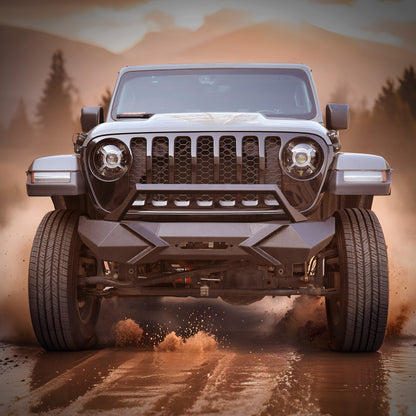 X Style Front Bumper with Winch Plate Compatible with Wrangler JK (2007-2017) Heavy Duty Black Textured Manganese Steel Construction, Perfect for On and Off-Road Used image 4