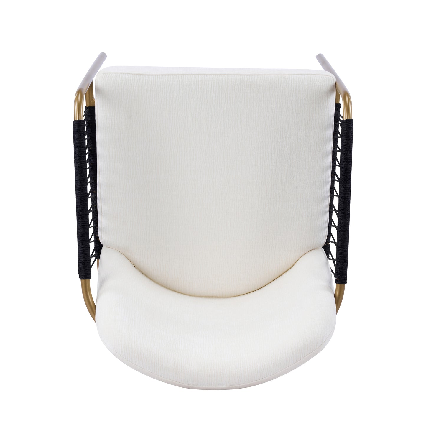 Modern Glam Upholstered Dining Chairs (Set of 2),Gold Metal Frame with Black Woven Armrests, Beige Fabric Seat image 9