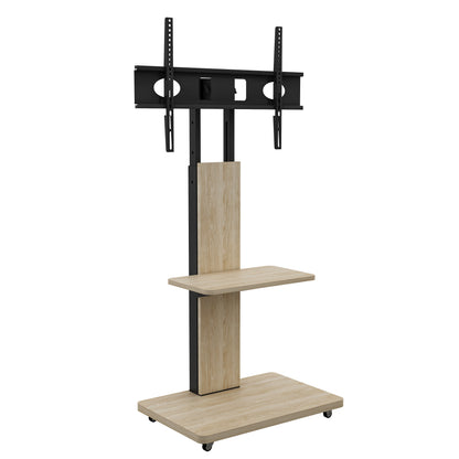 TV Stand with Shelf for Living Room, Bedroom,Offices,Mobile TV Cart for 32-75 inches,Floor Stand with Mount on Lockable Wheels,Natural image 8