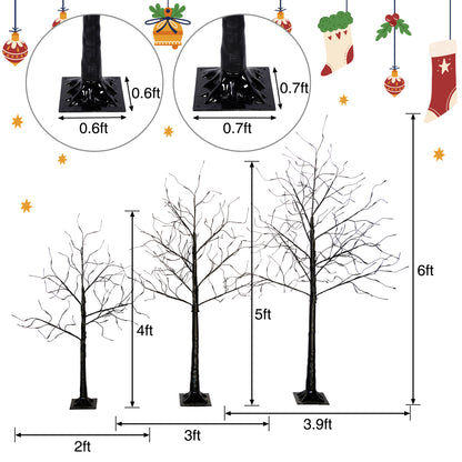 3 Pac Christmas Tree with Purple Lights, 4FT 5FT and 6FT, Lighted Black Tree for Christmas Decoration image 6
