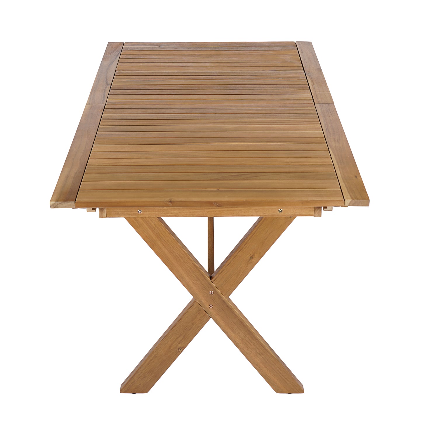60"-76" Acacia Wood Outdoor Dining Table, Telescopic Table Ideal for Patio & Garden Gatherings, Teak Finish image 11