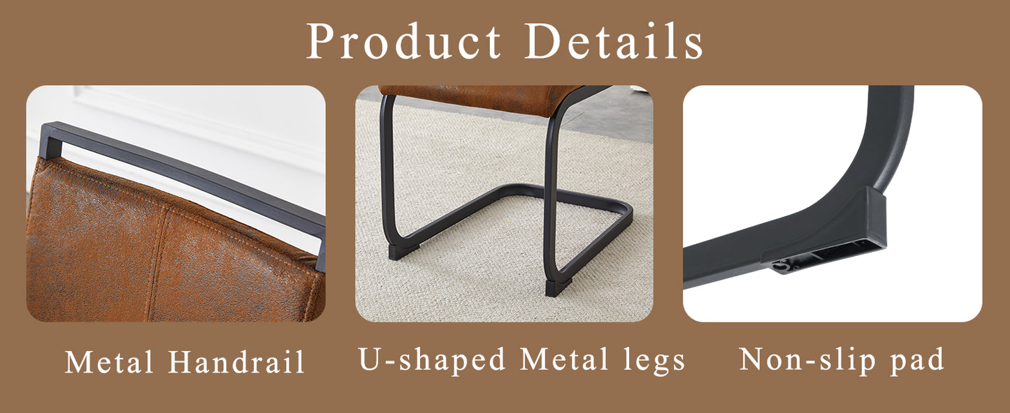 Set of 4 Vintage Brown Tech Fabric Dining Chairs: 39.3" High, 20.4" Ergonomic Backrest, 17" Deep Seat, Ideal for Dining Room, Café & Leisure Area, Stylish & Comfortable image 9