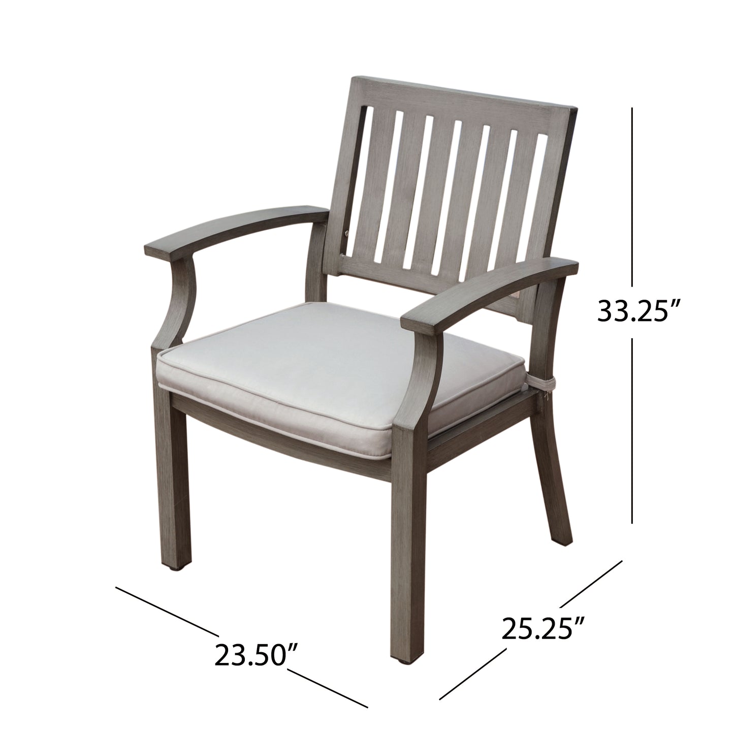 Outdoor Modern Aluminum Dining Chair with Cushion (Set of 2), Dark Gray and Silver image 4