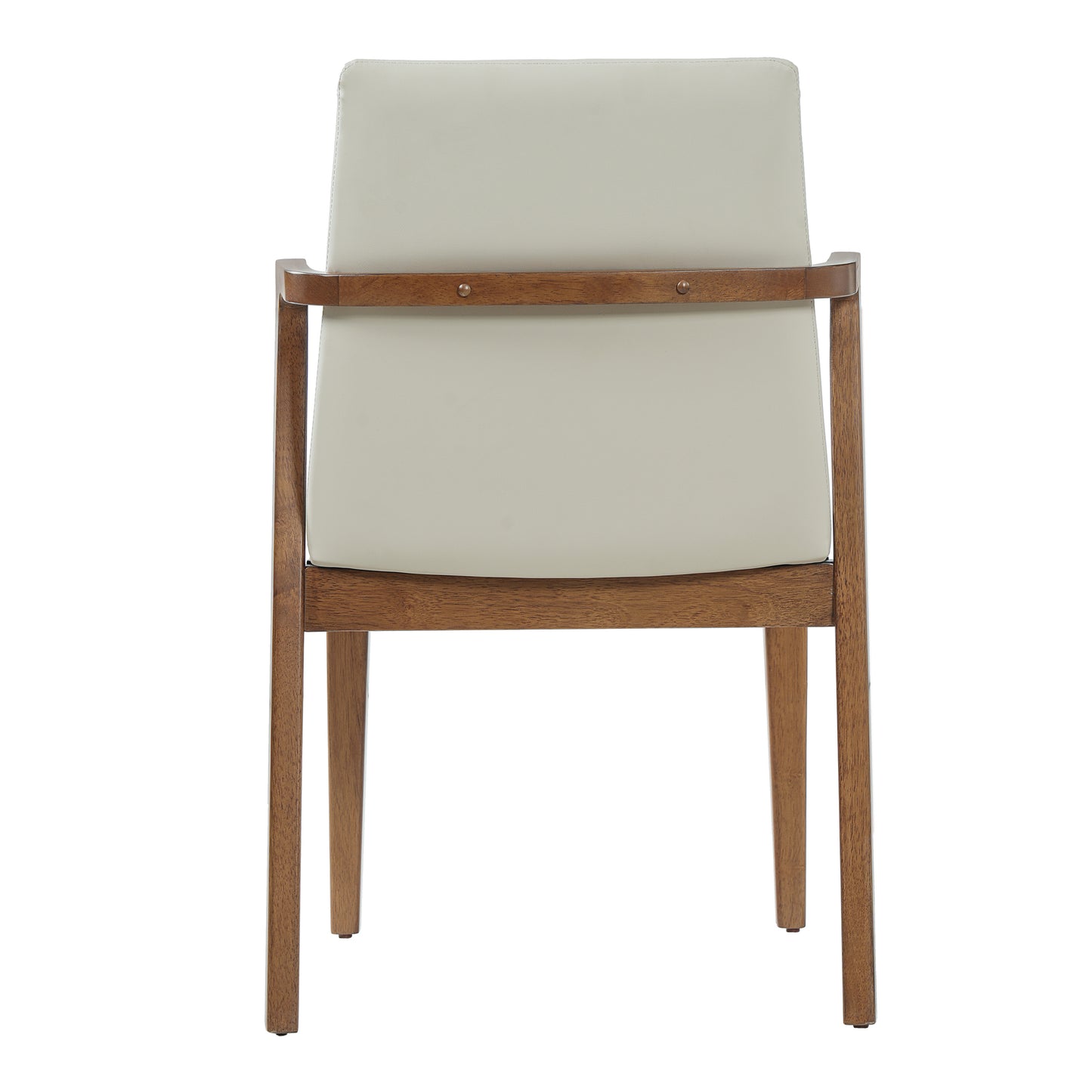 Mid-Century Modern Dining Chairs Set of 2 - Beige PU Upholstered Armchairs with Walnut Color Rubber Wood Frame, 250lbs Capacity for Kitchen & Dining Room image 9
