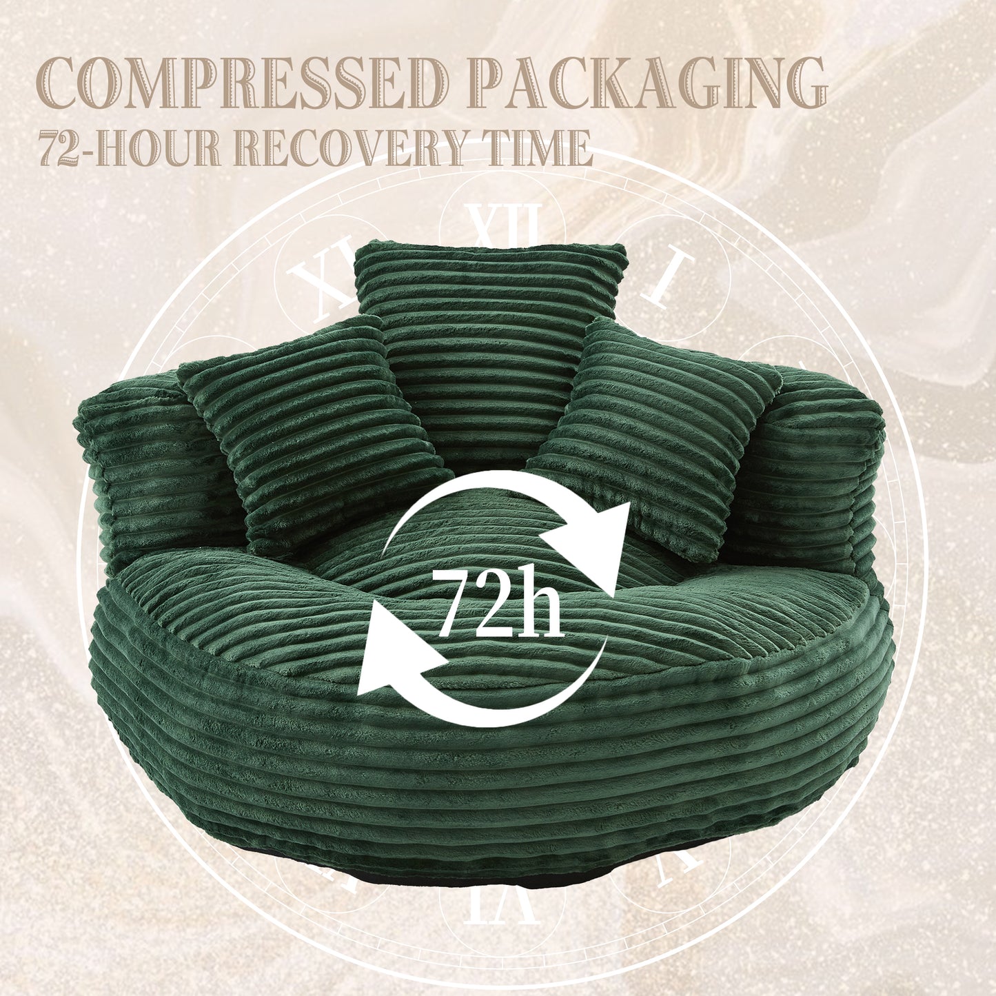 Single Bean Bag Chairs, Bean Bag Sofa for Adults, Kids,Corduroy Bean Bag Chair with 3 Pillows & Armrest,Beanbag Chair & Lazy Sofa with Foam Filler for Bedroom Living Room Dorm image 6