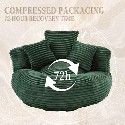 Single Bean Bag Chairs, Bean Bag Sofa for Adults, Kids,Corduroy Bean Bag Chair with 3 Pillows & Armrest,Beanbag Chair & Lazy Sofa with Foam Filler for Bedroom Living Room Dorm image 6