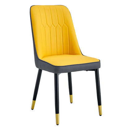 Orange yellow and dark gray stitching style, equipped with artificial leather cushioned seats, suitable for kitchen, living room, and dining room, 2-piece set (orange yellow and dark gray+PU) C-007 image 8