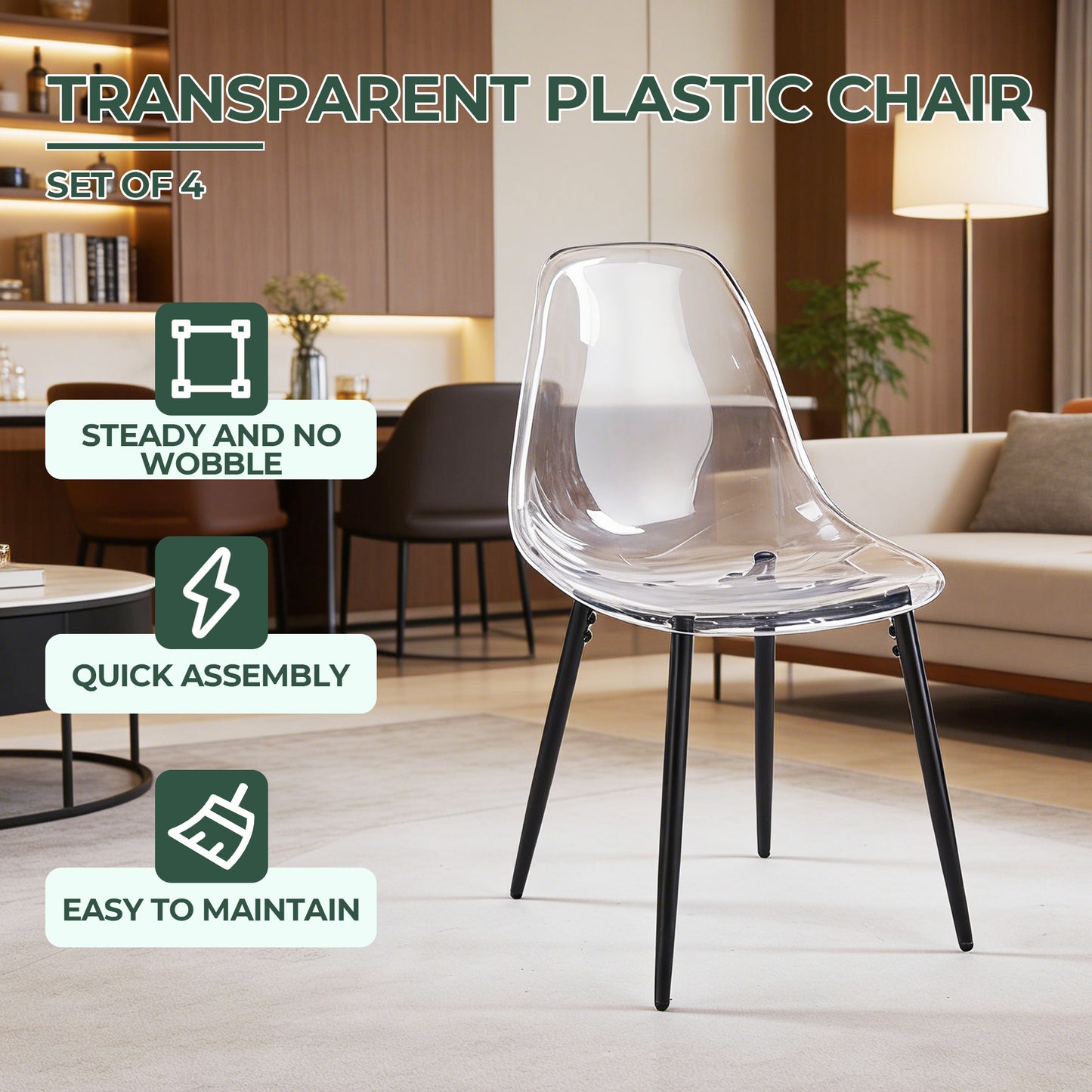 PET CHAIR 4PCS BLACK image 2