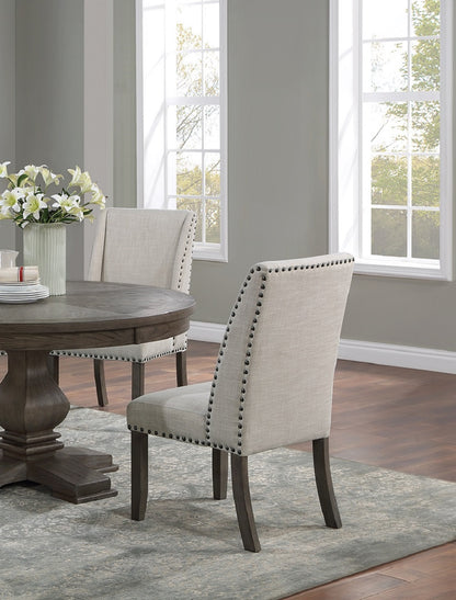 Traditional Formal 2pc Side Chairs Upholstered Wingback Design Oak Finish Dining Room Furniture Nailhead Trims Dining Chairs image 11