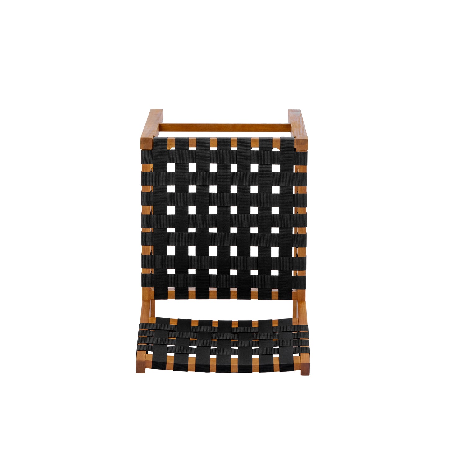 30.5 Inch Seat Height Outdoor Acacia Solid Wood Patio Furniture Set, Black Pe Woven Rope, Breathable and Comfortable,Indoor & Outdoor Use,Teak Finish+Black Rope(set of 5) image 9