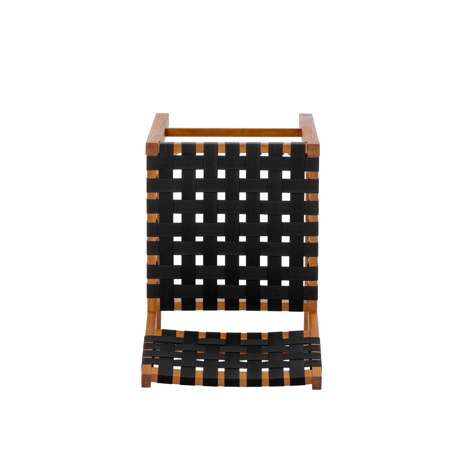 30.5 Inch Seat Height Outdoor Acacia Solid Wood Patio Furniture Set, Black Pe Woven Rope, Breathable and Comfortable,Indoor & Outdoor Use,Teak Finish+Black Rope(set of 5) image 9
