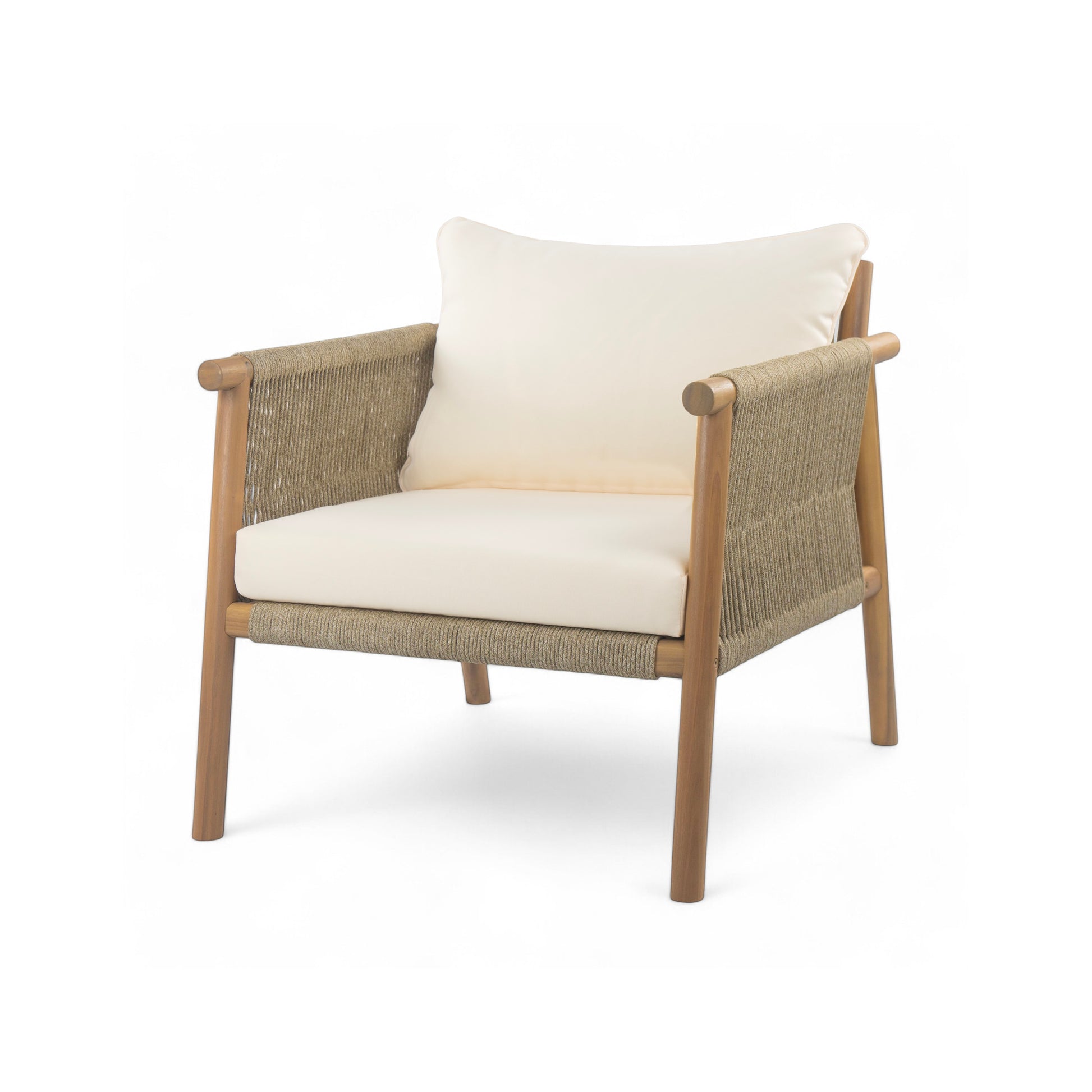 28" Modern Outdoor Woven Lounge Chair with Solid Wood Frame and Comfortable Polyester Cushions, Perfect for Patio, Garden, or Balcony image 4
