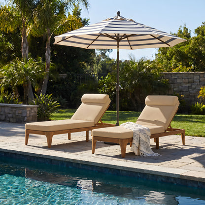 TOPMAX Acacia Wood Chaise Lounge, Outdoor Sun Lounge Chair, Patio Recliner with Adjustable Backrest and Head Pillow for Poolside, Backyard, Garden, Indoor&Outdoor, set of 2, Coffee Brown image 1