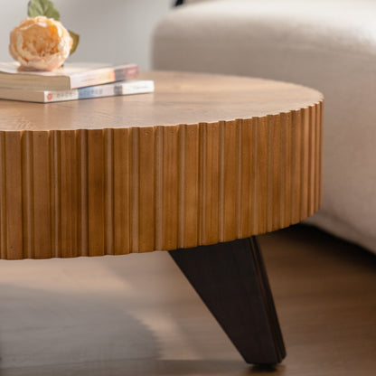 35.4 "Round Retro Coffee Table, Coffee Table Suitable For Coffee and Home Decor, Natural image 9